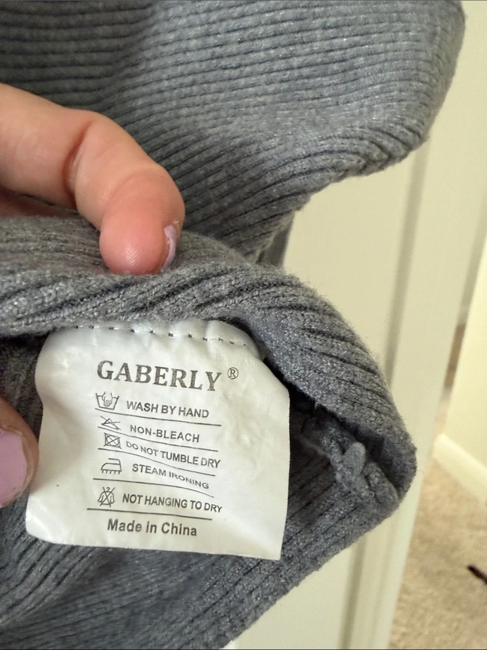 Light Gray Off-the-Shoulder Ribbed Sweater - Picture 2 of 4